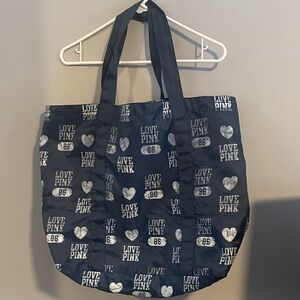 PINK Victoria's Secret Dark Blue Love Pink large packable Tote